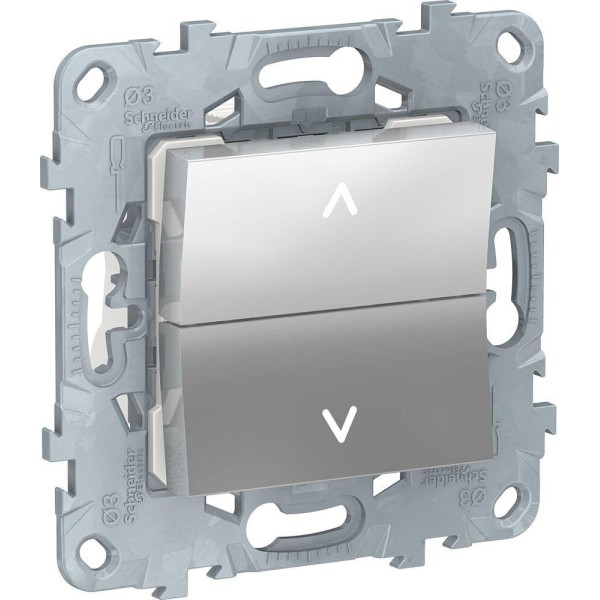 Выключатель для жалюзи кнопочный  двухклавишный UNICA NEW Schneider Electric, алюминий