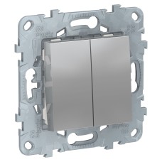 Выключатель 2-клавишный UNICA NEW Schneider Electric, алюминий