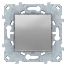 Переключатель 2-клавишный UNICA NEW Schneider Electric, алюминий
