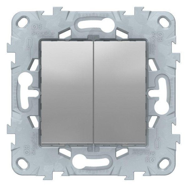 Переключатель 2-клавишный UNICA NEW Schneider Electric, алюминий