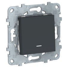 Выключатель 1-клавишный с подсветкой UNICA NEW Schneider Electric, антрацит