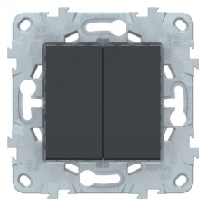 Переключатель 2-клавишный UNICA NEW Schneider Electric, антрацит