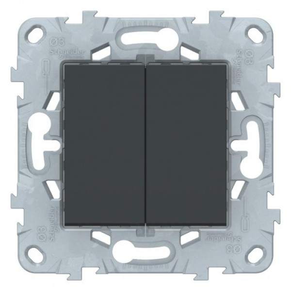 Переключатель 2-клавишный UNICA NEW Schneider Electric, антрацит