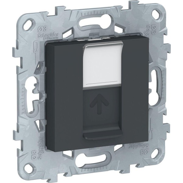 Розетка компьютерная одиночная RJ45 кат. 5е UTP UNICA NEW Schneider Electric, антрацит
