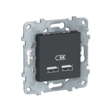 USB-КОННЕКТОР 2-местный UNICA NEW Schneider Electric, антрацит