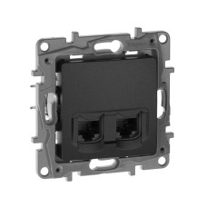 Розетка интернет двойная RJ45, кат. 5e UTP, Legrand Etika (антрацит)