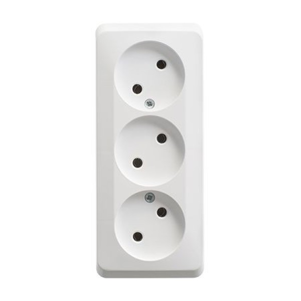 Розетка наружная Schneider Electric Этюд трёхместная без з/к, белый