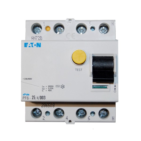 УЗО PF6-25/4/003, 4P, 25A, 6kA, 30mA, тип АC, 4M