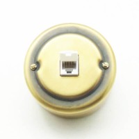 Розетка компьютерная RJ45, металл, золото Petrucci
