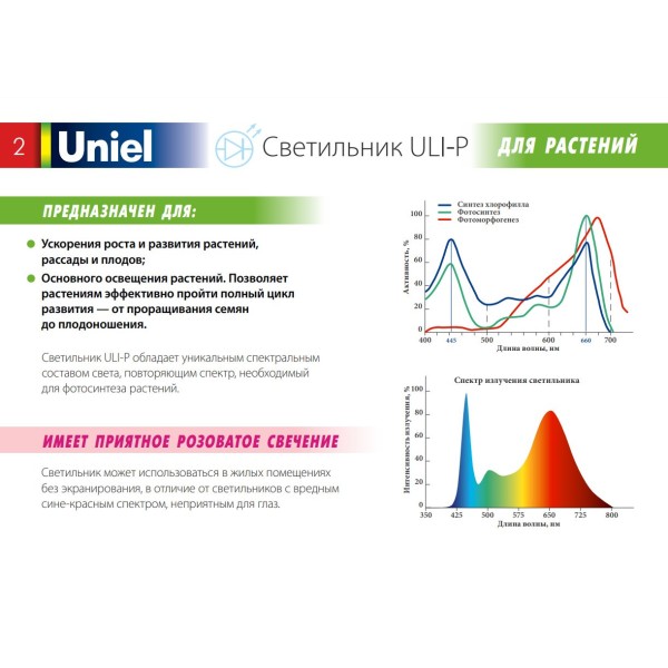 Светильник для растений светодиодный линейный Uniel 560мм ULI-P12-18W/SPLE IP40 WHITE