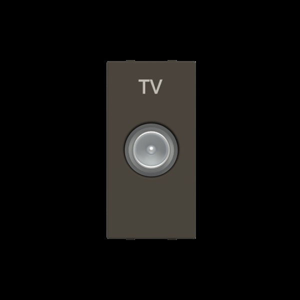 Розетка TV с накладкой 1 модуль, антрацит