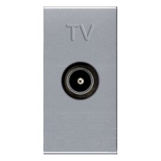 Розетка TV с накладкой 1 модуль, серебро