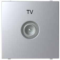 Розетка TV с накладкой 2 модуля, серебро