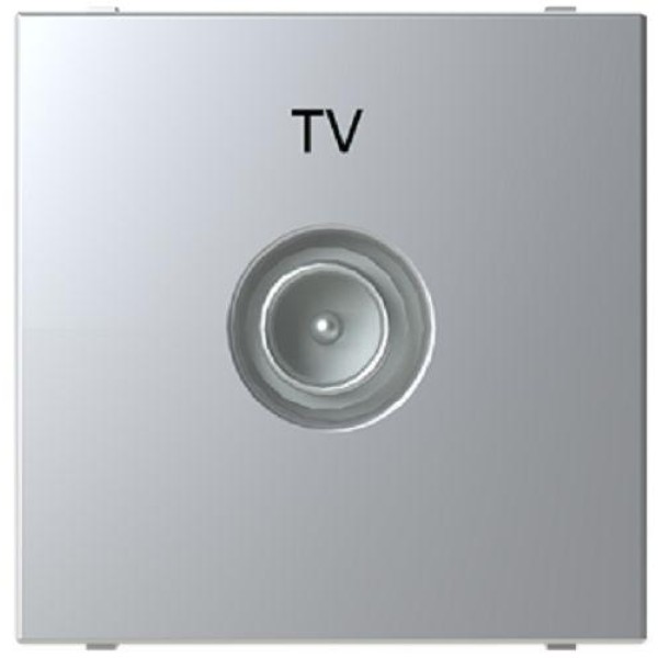 Розетка TV с накладкой 2 модуля, серебро