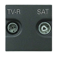 Розетка TV-R/SAT с накладкой 2 модуля, антрацит