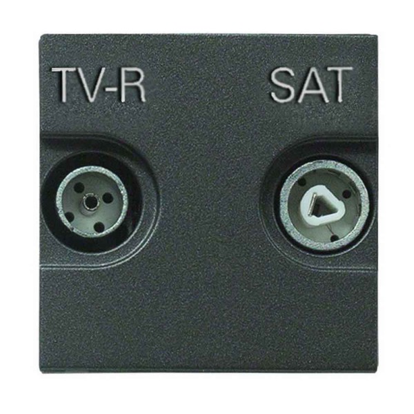 Розетка TV-R/SAT с накладкой 2 модуля, антрацит