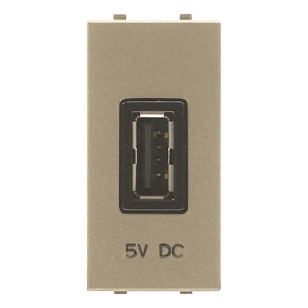 USB зарядное устройство 5V, 1 модуль (2A), шампань