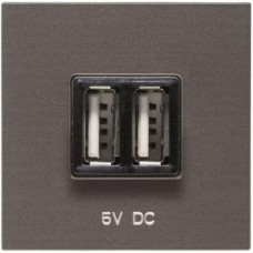 USB зарядное устройство 5V, 2 модуля (1500mA суммарно), антрацит