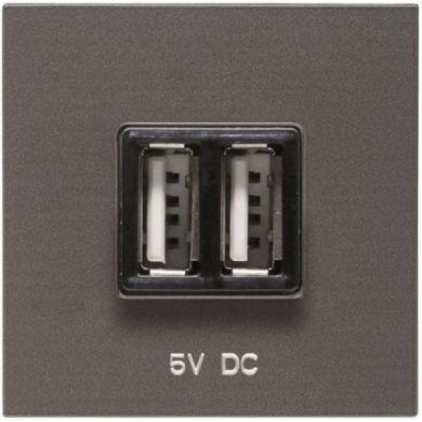 USB зарядное устройство 5V, 2 модуля (1500mA суммарно), антрацит