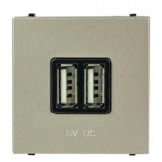 USB зарядное устройство 5V, 2 модуля (1500mA суммарно), шампань
