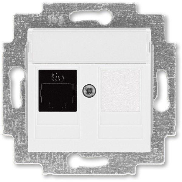 Розетка информационная ABB Levit RJ45 категория 5e и заглушка белый