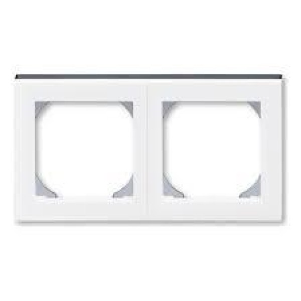 Рамка ABB Levit 2 поста 55х55 для механизмов BJE белый / дымчатый чёрный (для терморегуляторов)