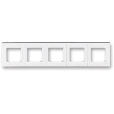 Рамка ABB Levit 5 постов белый / дымчатый чёрный
