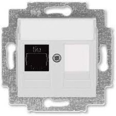 Розетка информационная ABB Levit RJ45 категория 5e и заглушка серый