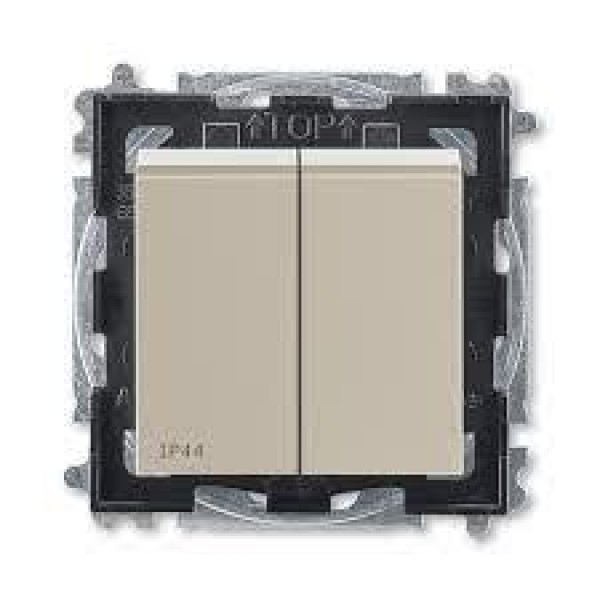 Выключатель двухклавишный ABB Levit IP44 макиато / белый