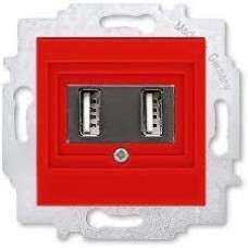USB зарядка двойная ABB Levit красный (1400 мA на 1 порт или по 700 мА на каждый из 2-х)