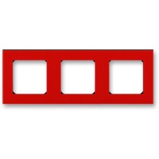 Рамка ABB Levit 3 поста красный / дымчатый чёрный
