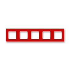 Рамка ABB Levit 5 постов красный / дымчатый чёрный