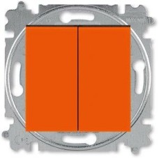 Переключатель двухклавишный ABB Levit оранжевый / дымчатый чёрный