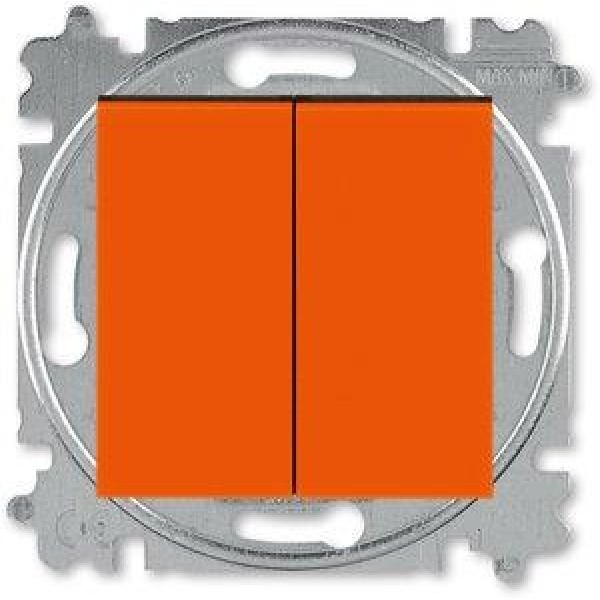 Переключатель двухклавишный ABB Levit оранжевый / дымчатый чёрный