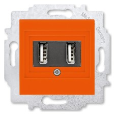 USB зарядка двойная ABB Levit оранжевый (1400 мA на 1 порт или по 700 мА на каждый из 2-х)