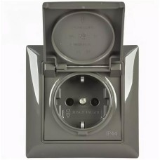 Розетка SCHUKO® с крышкой IP44, шато чёрный