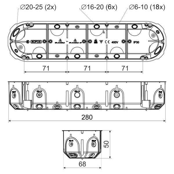 KPL 64-50/4LD_NA Коробка  приборная ПВХ KOPOS