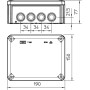 Коробка распред. T 160 без клемм, IP66, 190х150х77мм, 7хМ25, 5хМ32, серый, полипроп. армир.стекловол
