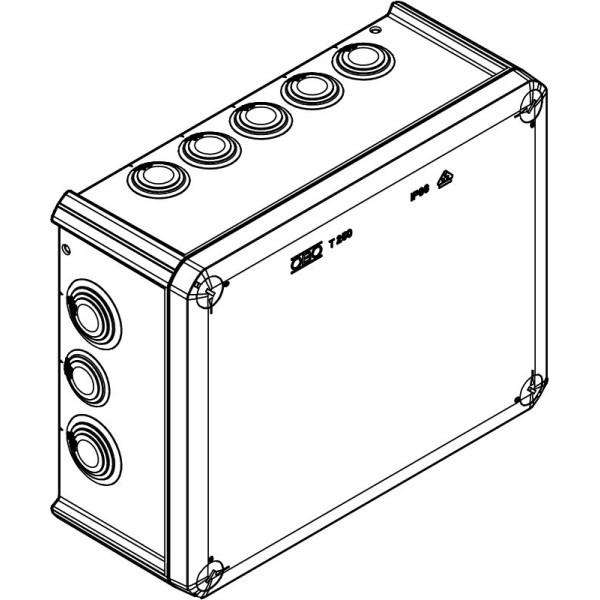 Коробка распред. T 250 без клемм, IP66, 240x190x95мм, 9хМ25, 7хМ32, серый, полипроп. армир.стекловол