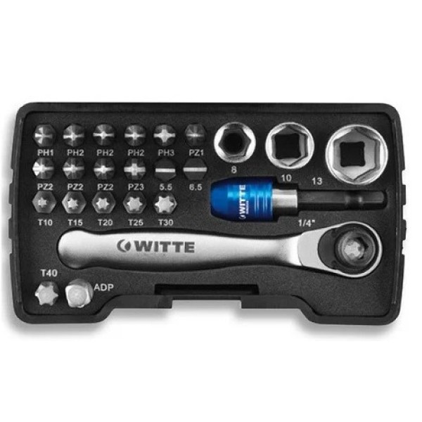 Набор бит 24 пр. с трещоткой WITTE PRO BITBOX