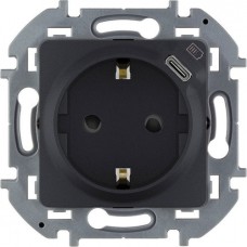 Inspiria - Розетка 2P+E нем. стд., с USB Type С, 1500mA- 5В (антрацит)