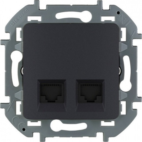 Inspiria - Розетка 2хRJ-45 UTP CAT6 (антрацит)