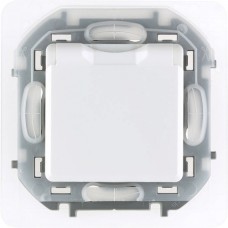Inspiria - Розетка 2P+E нем. стд. с крышкой, со шторками IP44 (белый)