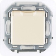 Inspiria - Розетка 2P+E нем. стд. с крышкой, со шторками IP44 (сл.кость)