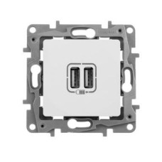 Etika - Зарядное устройство с двумя USB-разъемами Type A + Type C, 3000mA. (белый)