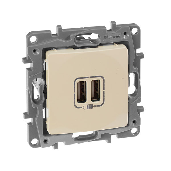 Etika - Зарядное устройство с двумя USB Type A, 240V/5V, 2400мА. (сл.кость)