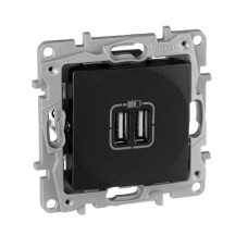 Etika - Зарядное устройство с двумя USB-разъемами Type A + Type C, 3000mA (антрацит)