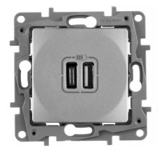 Etika - Зарядное устройство с двумя USB-разъемами Type C, 3000mA (алюминий)