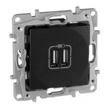 Etika - Зарядное устройство с двумя USB-разъемами Type C, 3000mA (антрацит)