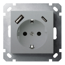 Розетка SCHUKO&reg; с зарядным USB-интерфейсом (A+C) - G (алюминий - титан), артикул G5501USB-25S